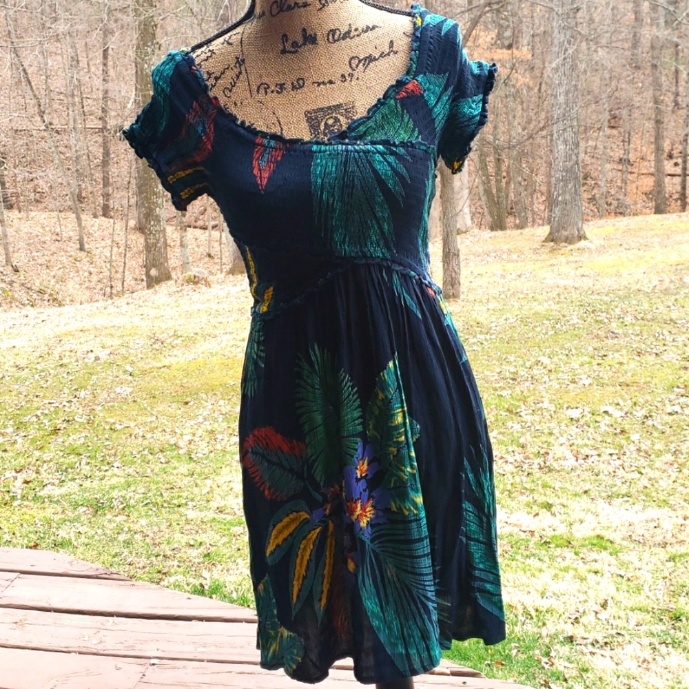 Tropical smocked dress